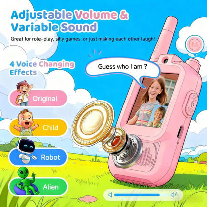 Video Walkie Talkies for Child, Handheld 2 Pack Rechargeable Video Walkie Talkies with Screen for Indoor Play, Camping, Hiking, Travel