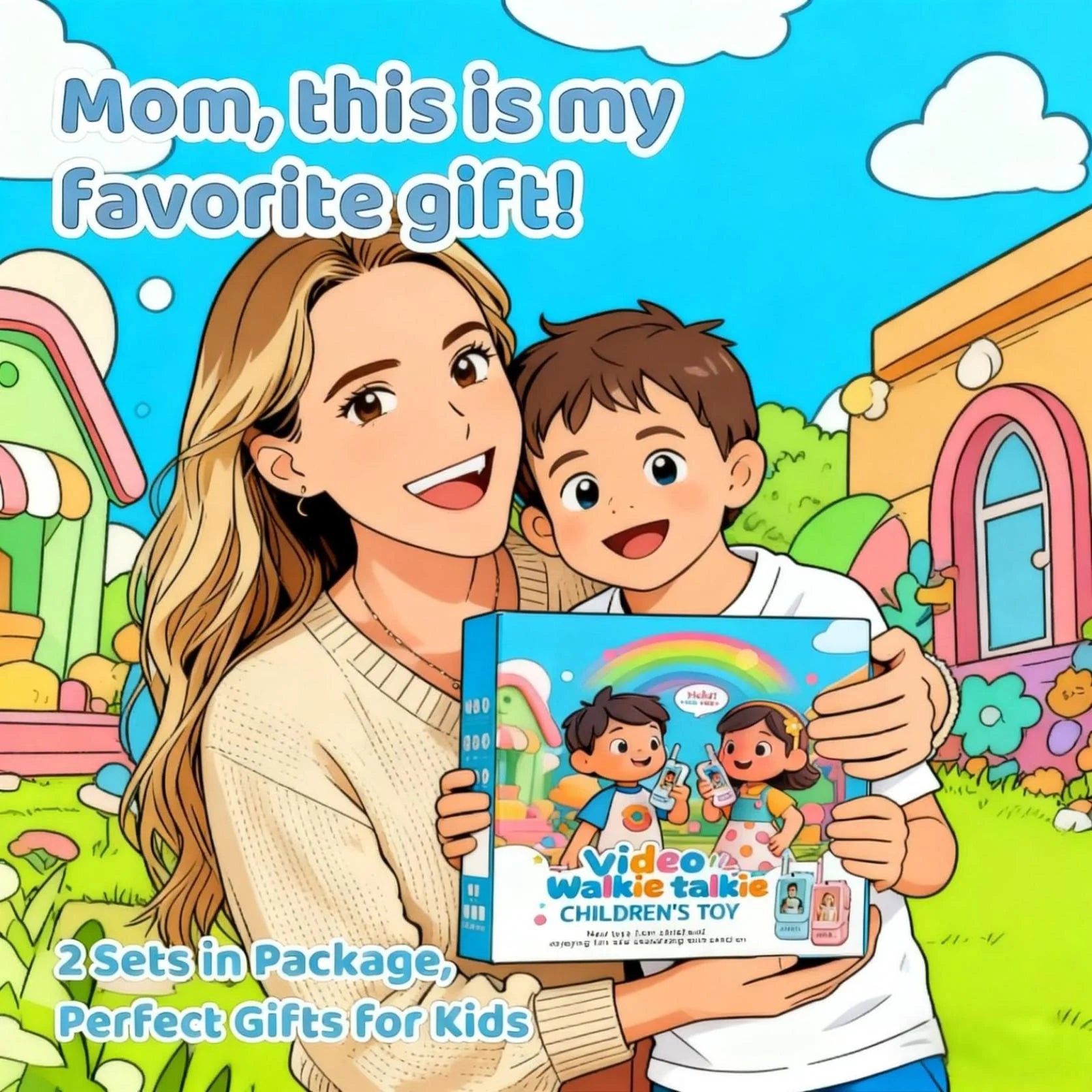 Video Walkie Talkies for Child, Handheld 2 Pack Rechargeable Video Walkie Talkies with Screen for Indoor Play, Camping, Hiking, Travel