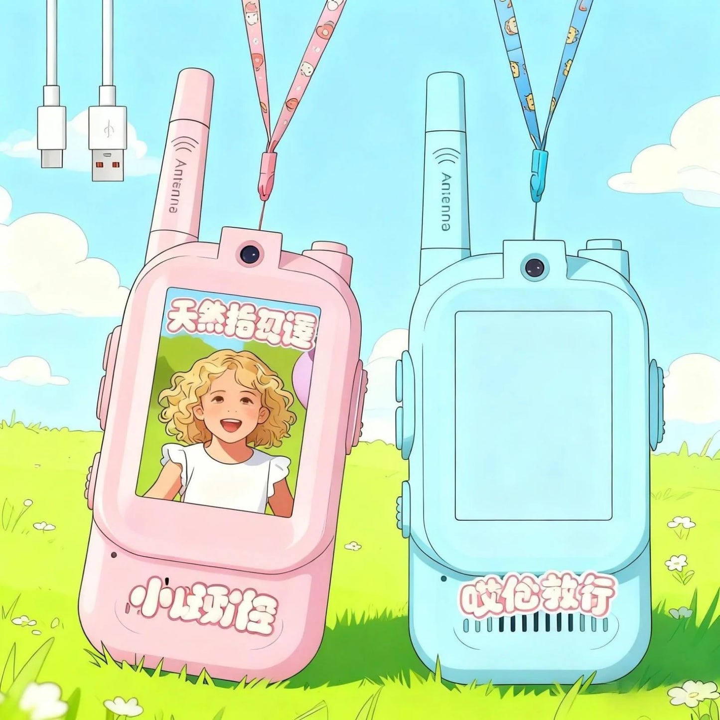 Video Walkie Talkies for Child, Handheld 2 Pack Rechargeable Video Walkie Talkies with Screen for Indoor Play, Camping, Hiking, Travel